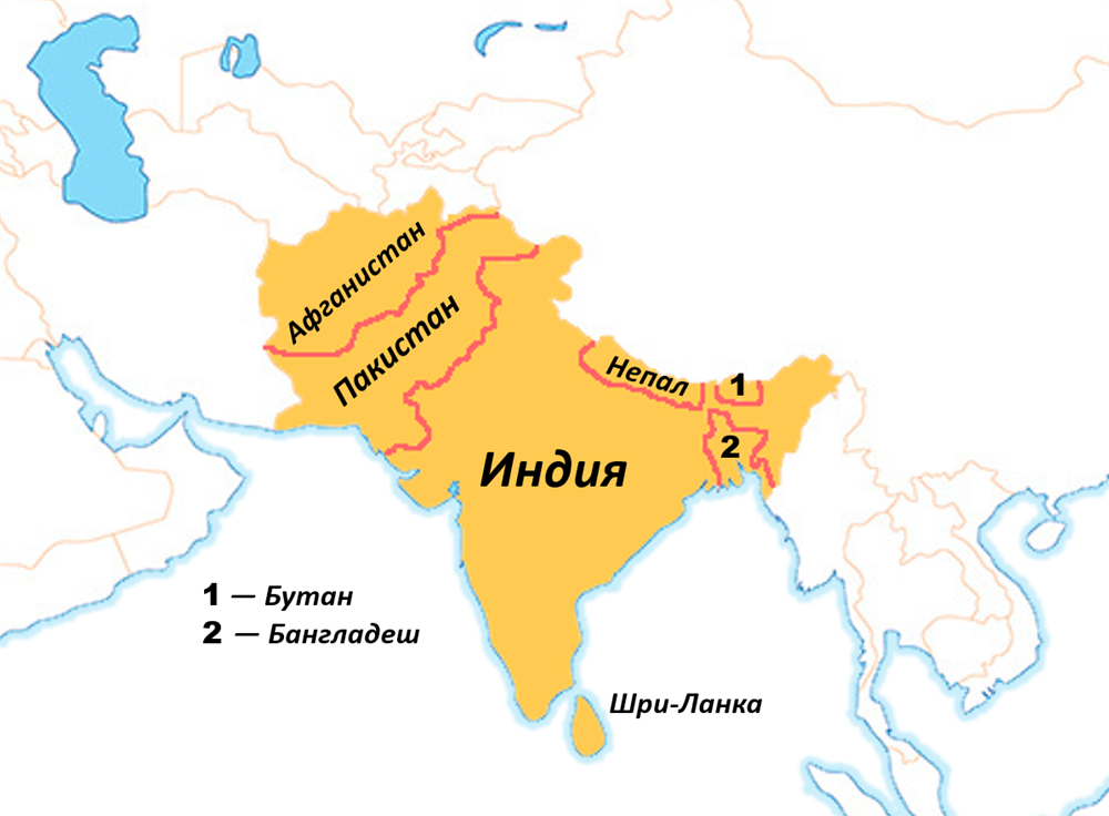 Южная азия это. Индия Пакистан Бангладеш на карте. Страны Южной Азии на карте. Индия Пакистан Бангладеш на карте мира. Южная Азия на карте Азии.