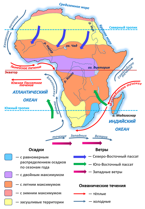 Карта африки климатическая 7 класс