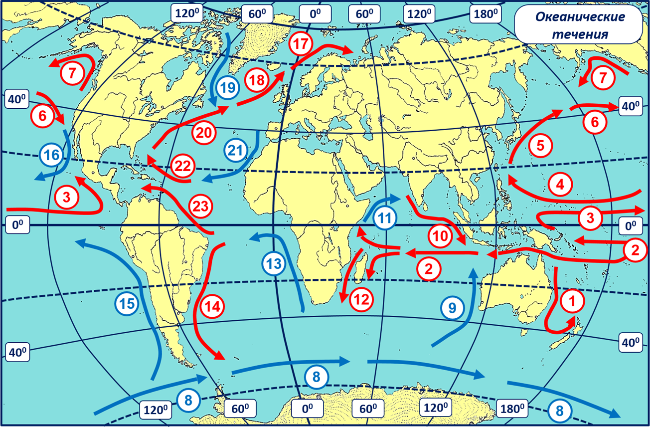 Каково направление течения. Какими цифрами на карте обозначены течения:. Течение мирового океана на контурной карте. Карта течений мирового океана. Океанические течения на контурной карте.